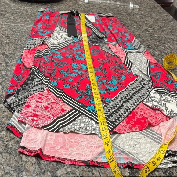 Laundry By Shelli Segal Boho Red and Black Patterned High Low Skirt NWT L - Picture 9 of 11